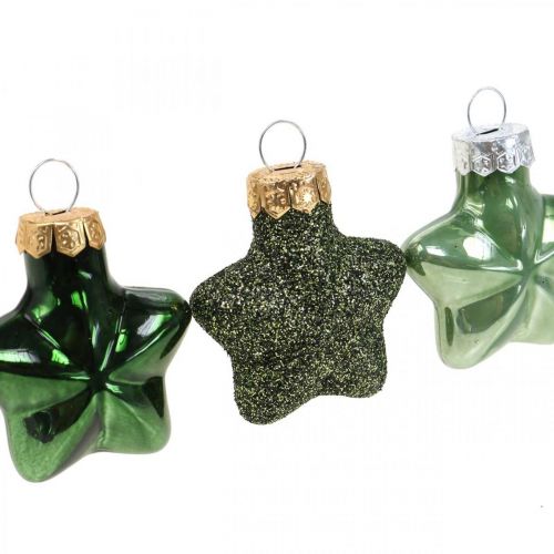Artikel Mini kerstboomversiering mix groen glas kerstversiering assorti 4cm 12st