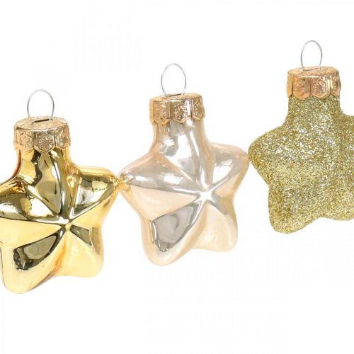 Mini kerstboomversiering mix glas goud, assorti parel kleuren 4cm 12st