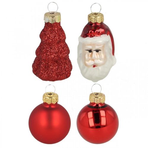 Mini kerstversiering figuren en ballen glas 3cm 9st-014392 - koop goedkoop online