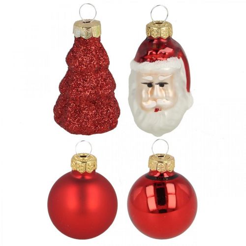 Floristik24 Mini kerstdecoratiefiguren en ballen assorti glas 3cm 9 st