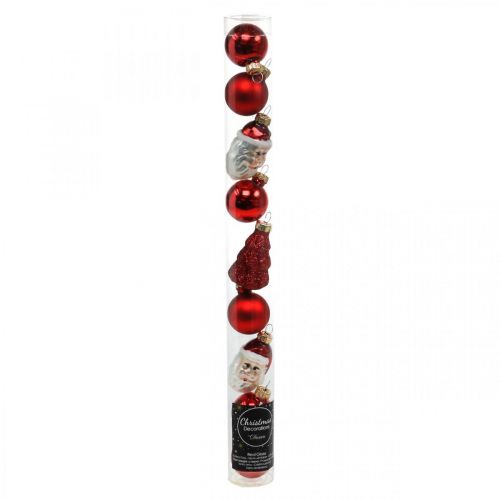 Mini kerstversiering figuren en ballen assorti glas 3cm 9st