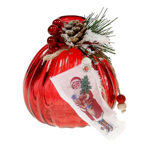 Floristik24 Glazen fles met spar en kegel rood 2st