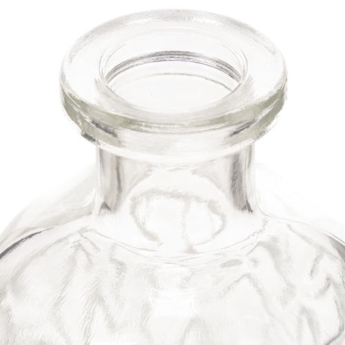 Glazen fles met diamantpatroon, decoratieve fles, vaas, klein, 13 cm, 6 stuks | Floristik24.nl