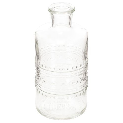 Glazen fles met patroon, cilindrisch, transparant, decoratieve vaas, 15 cm, 6 stuks