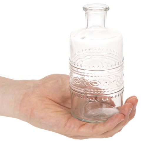 Glazen fles met patroon, cilindrisch, transparant, decoratieve vaas, 15 cm, 6 stuks | Floristik24.nl