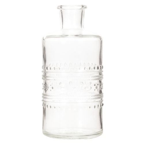 Glazen fles met patroon, cilindrisch, transparant, decoratieve vaas, 15 cm, 6 stuks | Floristik24.nl