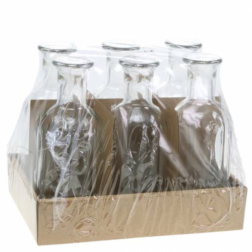 Artikel Decoratieve glazen fles met gegroefde decoratie helder Ø7,5cm H19cm 6 st