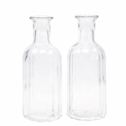 Artikel Decoratieve glazen fles met groeven helder Ø7,5cm H19cm 6 stuks