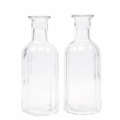 Artikel Decoratieve glazen fles met gegroefde decoratie helder Ø7,5cm H19cm 6 st