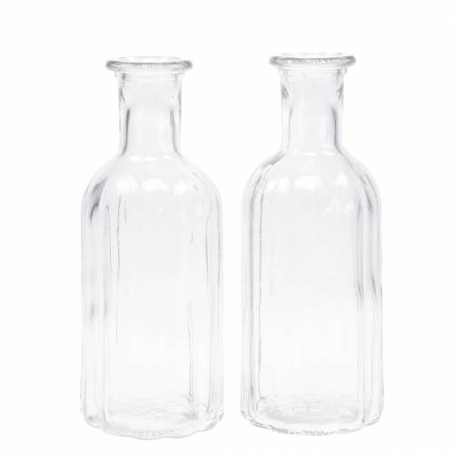 Floristik24 Decoratieve glazen fles met groeven helder Ø7,5cm H19cm 6 stuks