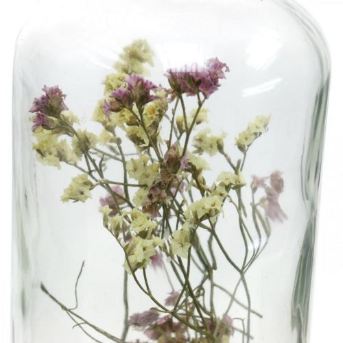 Artikel Glas met kandelaar, glasdecoratie met droogbloemen H16cm Ø8,5cm