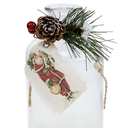 Floristik24 Glazen flesjes met kerstversiering 2st