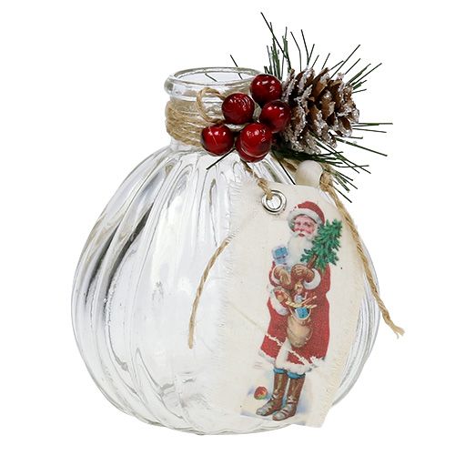 Floristik24 Glazen flesjes met kerstversiering 2st
