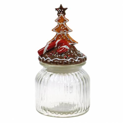 Floristik24 Koekjespot met keramisch deksel peperkoek rood, bruin H21.5cm koekjestrommel