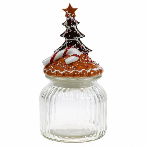Floristik24 Glazen pot met keramisch deksel peperkoek wit, bruin H21.5cm koektrommel