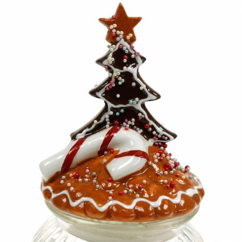 Floristik24 Glazen pot met keramisch deksel peperkoek wit, bruin H21.5cm koektrommel