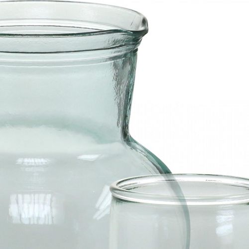 Artikel Glazen kan met drinkglazen, drankenset voor serveren blauwachtig helder H20cm/11,5cm 5 stuks