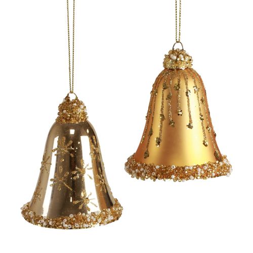 Floristik24 Glazen bel kerstboomversiering Kerstbel 8,5 cm 2st