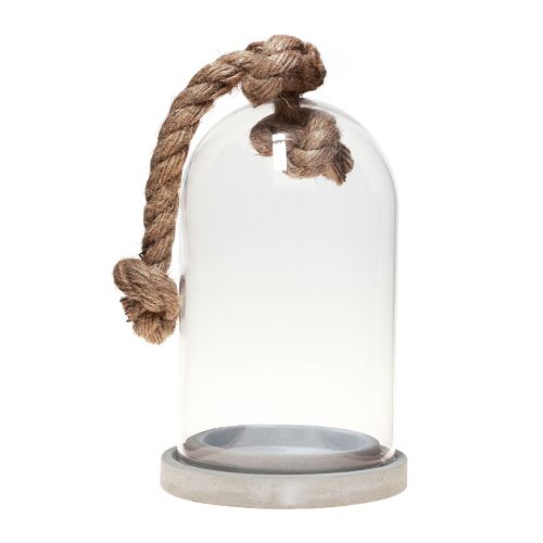 Floristik24 Glazen stolpdecoratie met betonlook voet Ø13,5cm H24cm