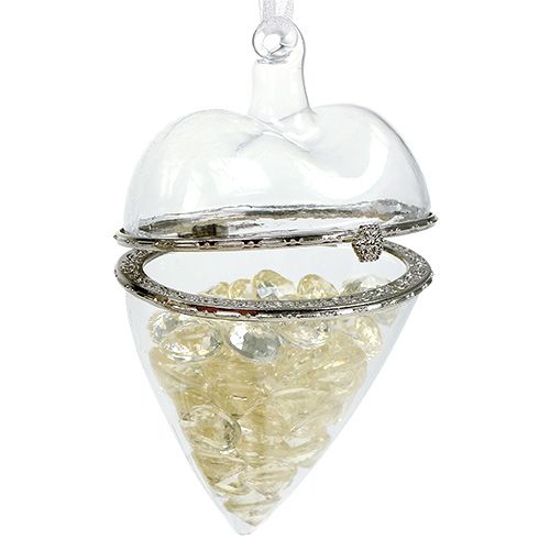 Floristik24 Glazen hart voor vulling 7cm x 10cm helder 1 stuk