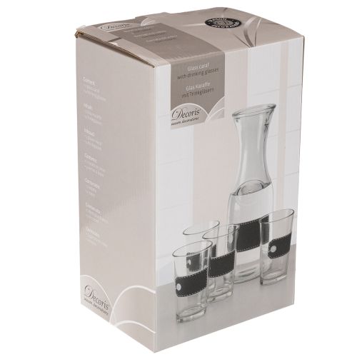 Glazen karaf H27cm met 4 glazen H11cm | Floristik24.nl
