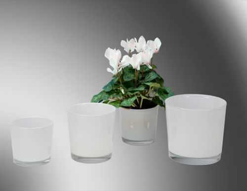 Floristik24 Witte glazen emmer