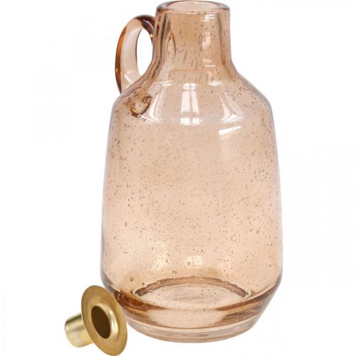 Floristik24 Kandelaar Glas Kaarslicht Bruin Glas Deco H22cm