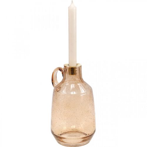Floristik24 Kandelaar Glas Kaarslicht Bruin Glas Deco H22cm