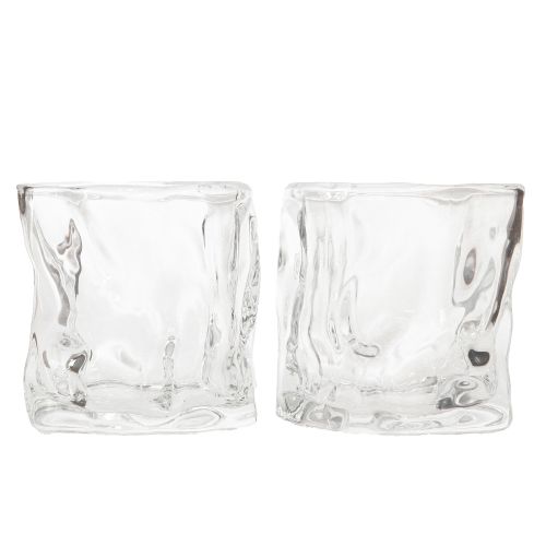 Artikel Decoratief glazen theelichtje kleine glazen kandelaar Ø8cm H7,5cm 2st
