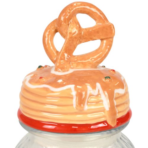 Artikel Bonboniere glazen koektrommel met deksel pretzel Ø11cm H28,5cm