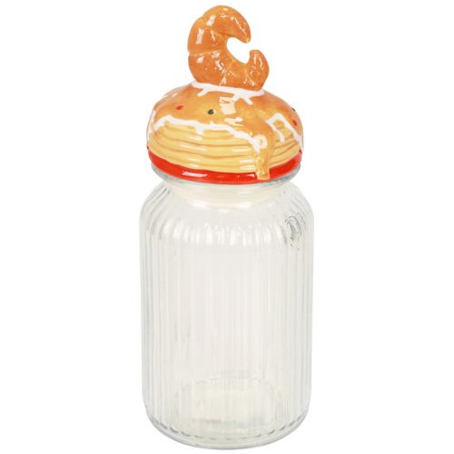Artikel Bonbonière glazen koektrommel met deksel croissant Ø11cm H28,5cm