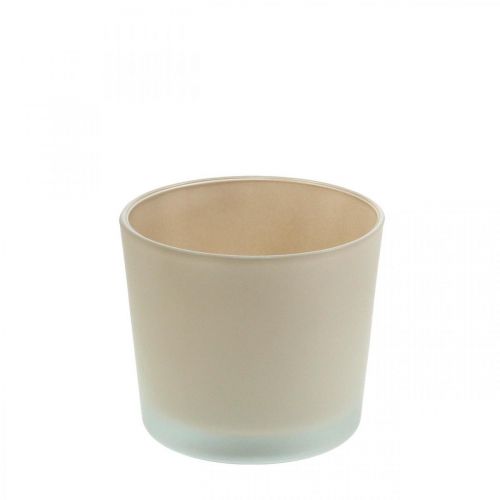 Glazen bloempot beige plantenbak glazen plantenbak Ø10cm H8.5cm