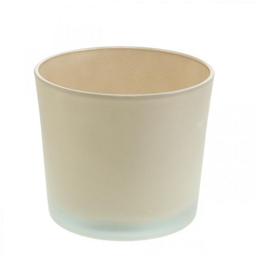 Glazen bloempot beige plantenbak glazen pot Ø14,5cm H12,5cm