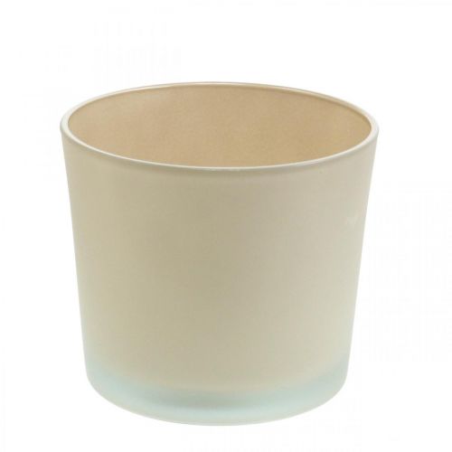 Floristik24 Glazen bloempot beige plantenbak Glazen plantenbak Ø14.5cm H12.5cm