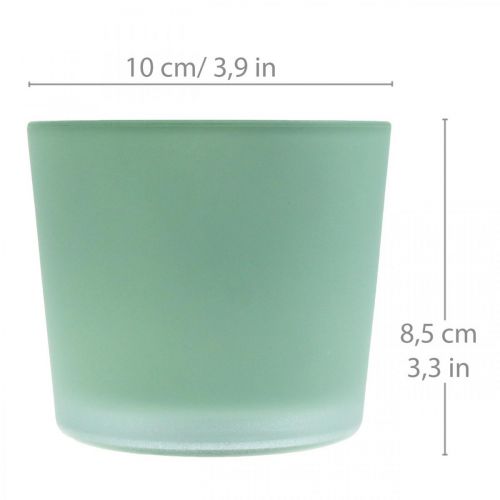 Floristik24 Glazen bloempot groene plantenbak glazen kuip Ø10cm H8.5cm