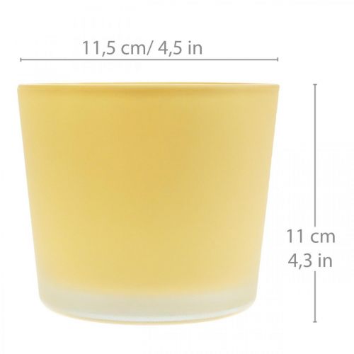 Artikel Glazen bloempot geel decoratief glazen kuipje Ø11.5cm H11cm