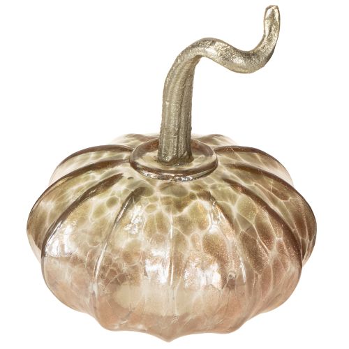 Floristik24 Glazen pompoen tafeldecoratie herfstpompoen glas metaal H14cm 2 stuks