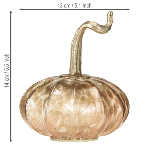 Artikel Glazen pompoen tafeldecoratie herfstpompoen glas metaal H14cm 2 stuks