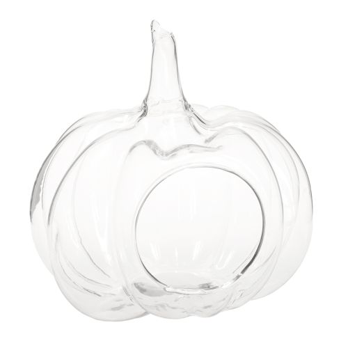 Floristik24 Glazen pompoen met opening, herfstdecoratie pompoen, helder, Ø21 cm, H20 cm