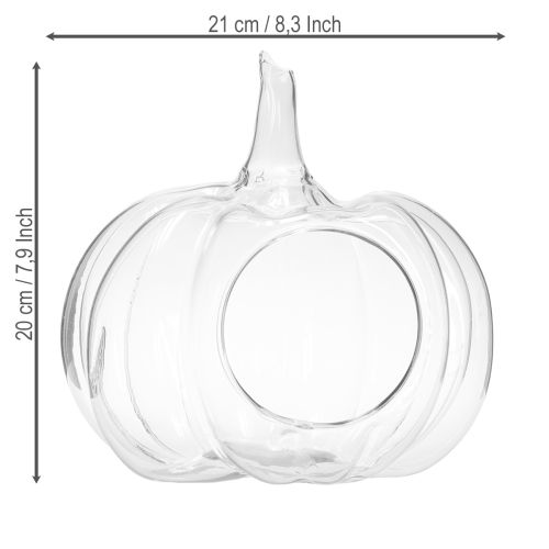 Artikel Glazen pompoen met opening, herfstdecoratie pompoen, helder, Ø21 cm, H20 cm