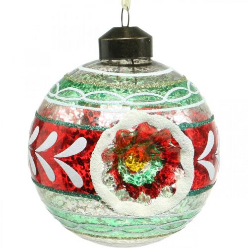 Floristik24 Kerstballen met patroon, boomversieringen, kerstballen gekleurd H9cm Ø8cm echt glas 3st