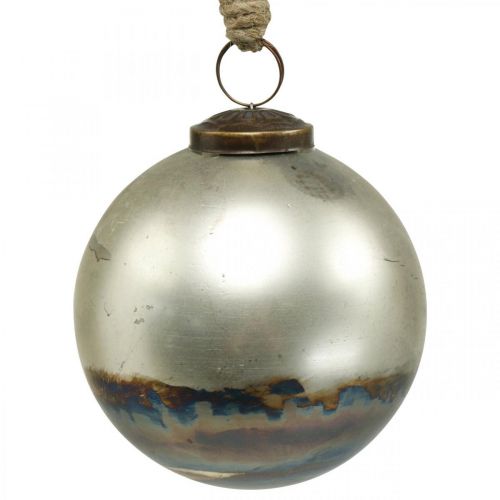 Floristik24 Kerstballen tweekleurig glazen bol blauw, metallic Ø9,5cm 4st