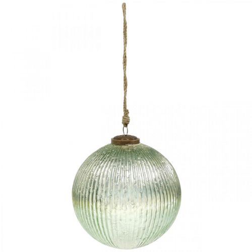 Floristik24 Kerstbal glas groot om op te hangen groen, gouden vintage Ø20cm
