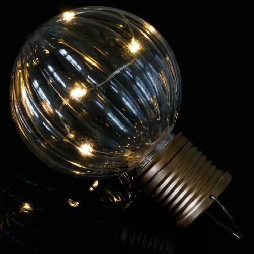Floristik24 Solar LED lamp retro look transparant warm wit Ø8cm
