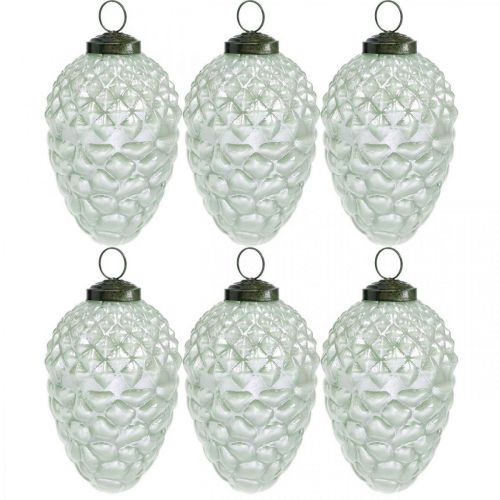 Floristik24 Boomdecoratie kegels herfstvruchten echt glas antiek look Ø7cm H11.5cm 6st