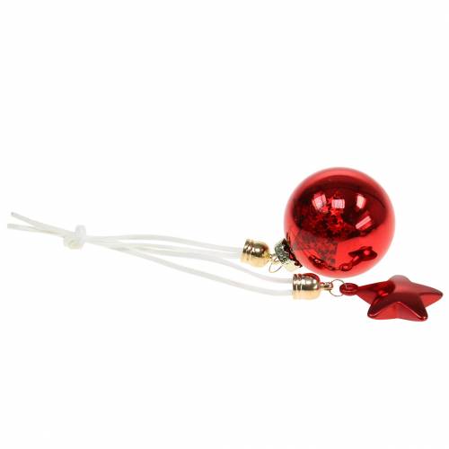Floristik24 Kerstboomdecoratie glazen bol met ster rood 5cm