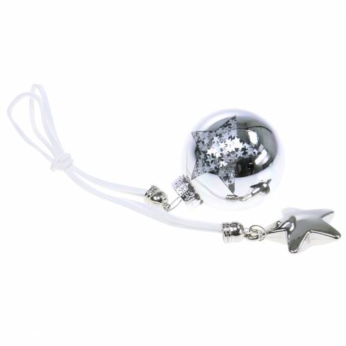 Floristik24 Kerstboomdecoratie glazen bol met ster zilver 5cm
