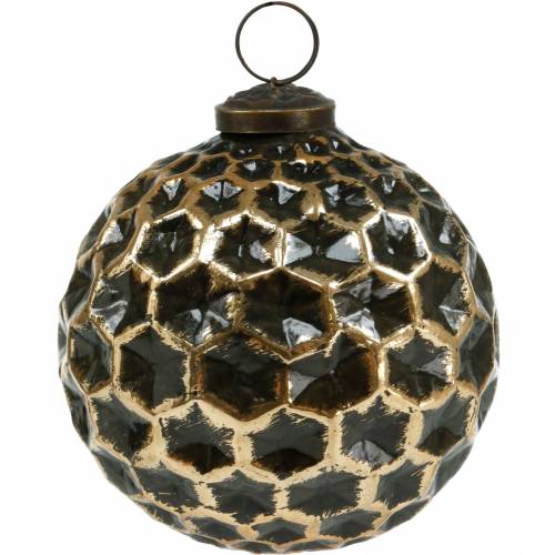 Floristik24 Kerstbal honingraatpatroon bruin, goudkleurig Ø10cm 3st