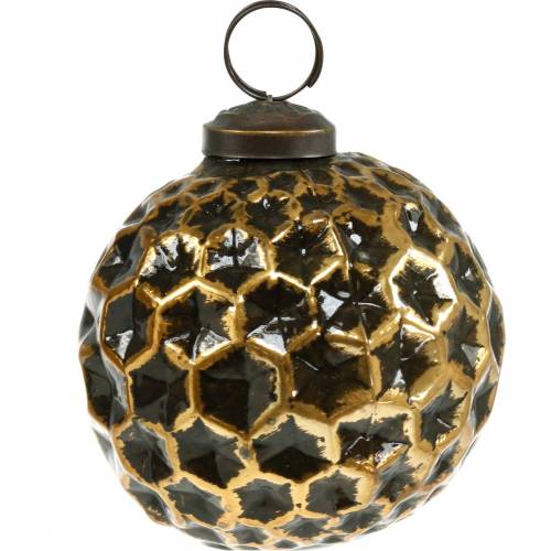 Floristik24 Kerstbal honingraatpatroon bruin, goud Ø7,5cm 4st