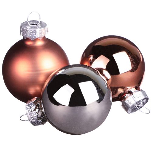 Artikel Glazen bollen boom Kerst zilver abrikoos Ø4cm 24 st
